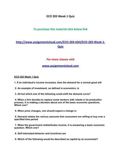 ECO 203 Week 1 Quiz