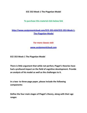 ECE 353 Week 1 The Piagetian Model