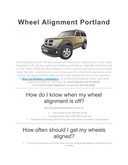 Wheel Alignment Portland