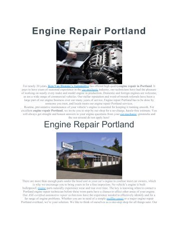 Engine Repair Portland