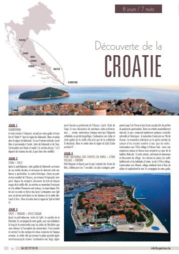 Découverte de la Croatie brochure 2017