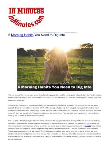 6 Morning Habits You Need to Dig Into