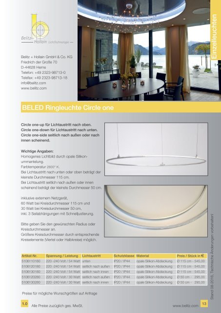 Belitz & Hollain LichtTechnologie Produktkatalog