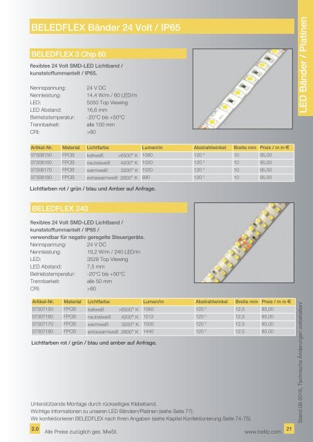 Belitz & Hollain LichtTechnologie Produktkatalog