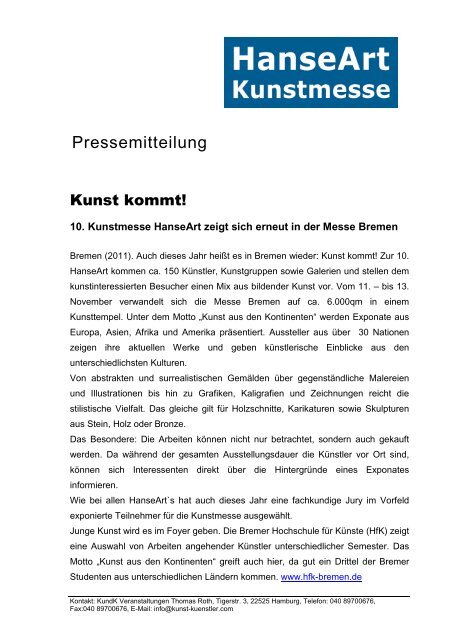 Pressemitteilung - Messe Bremen