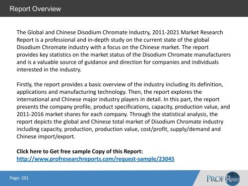 DISODIUM CHROMATE INDUSTRY REPORT