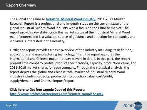INDUSTRIAL MINERAL WOOL INDUSTRY REPORT