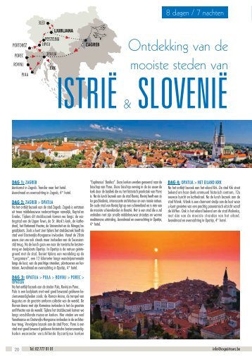 Ontdekking van de mooiste steden van Istrië en Slovenië brochure 2017