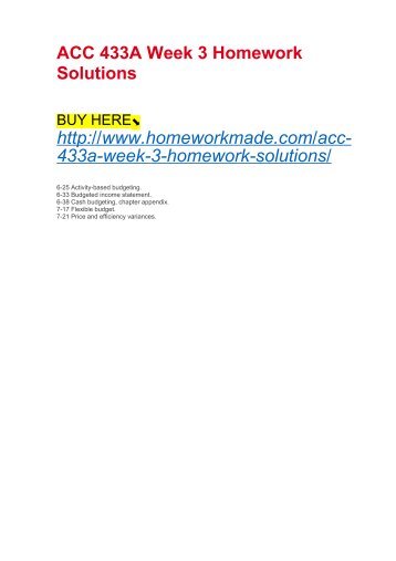 ACC 433A Week 3 Homework Solutions
