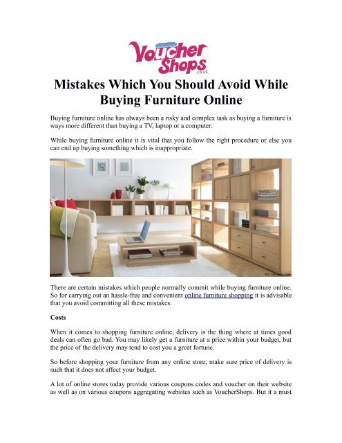 Mistakes Which You Should Avoid While Buying Furniture Online