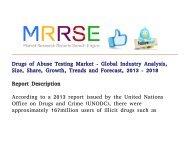 Drugs of Abuse Testing Market - Global Industry Analysis, Size, Share, Growth, Trends and Forecast, 2013 - 2018