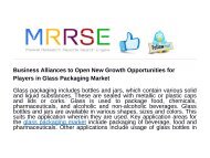 Business Alliances to Open New Growth Opportunities for Players in Glass Packaging Market