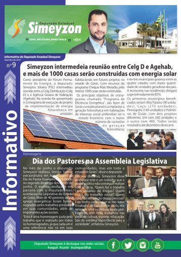 Informativo - Deputado Simeyzon - Página 1 - (Setembro de 2016 - Nº 9)