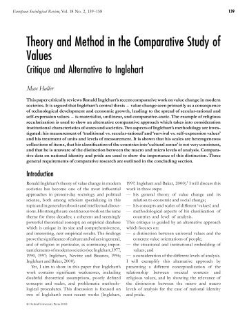 Theory and Method in the Comparative Study of ... - Louis Chauvel
