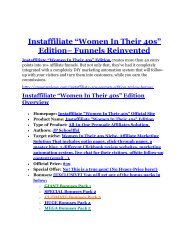 Instaffiliate 40s Women Edition Review-(Free) bonus and discount