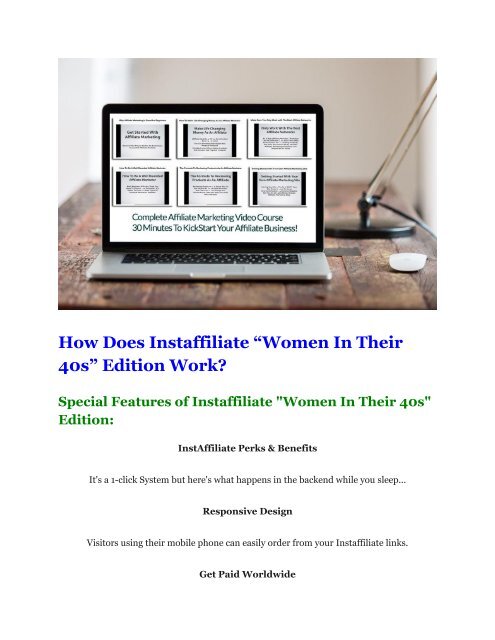 Instaffiliate 40s Women Edition Review-(Free) bonus and discount