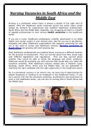 Nursing Vacancies in South Africa and the Middle East