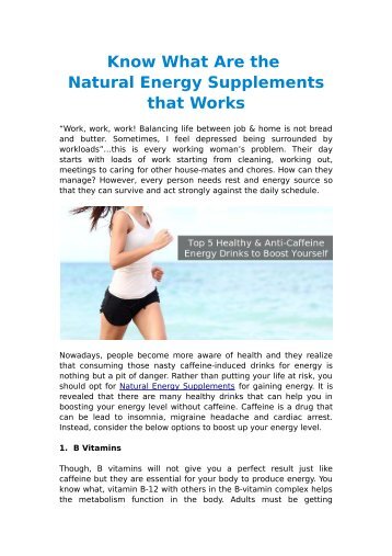 Know What Are the Natural Energy Supplements that Works