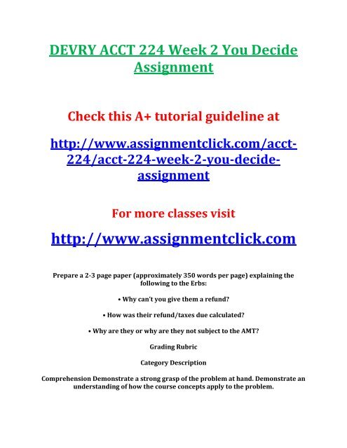 DEVRY ACCT 224 Week 2 You Decide Assignment