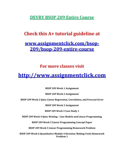 DEVRY BSOP 209 Entire Course