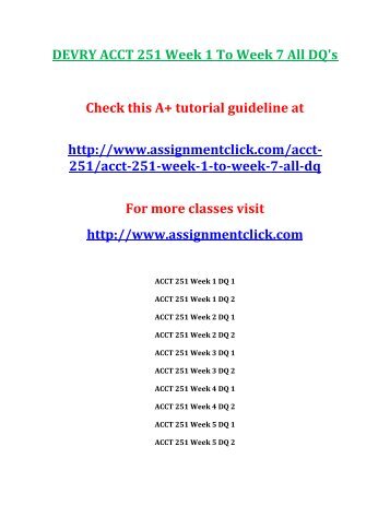 DEVRY ACCT 251 Week 1 To Week 7 All DQ