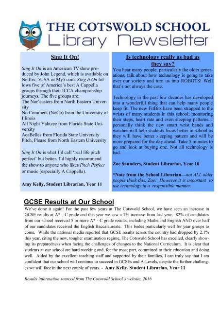 Library Newsletter - Amy Kelly Vol 3-1