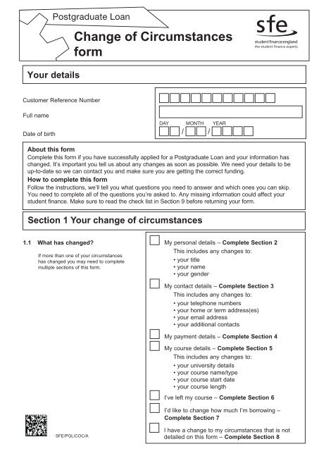 Change Of Circumstances Form