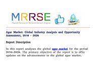 Agar Market: Global Industry Analysis and Opportunity Assessment, 2016 - 2026