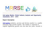 Anti-aging Market: Global Industry Analysis and Opportunity Assessment, 2015 - 2019