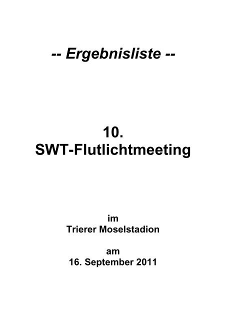 Ergebnisse - Trierer-Bit-Silvesterlauf