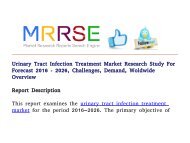 Urinary Tract Infection Treatment Market Research Study For Forecast 2016 - 2026, Challenges, Demand, Woldwide Overview