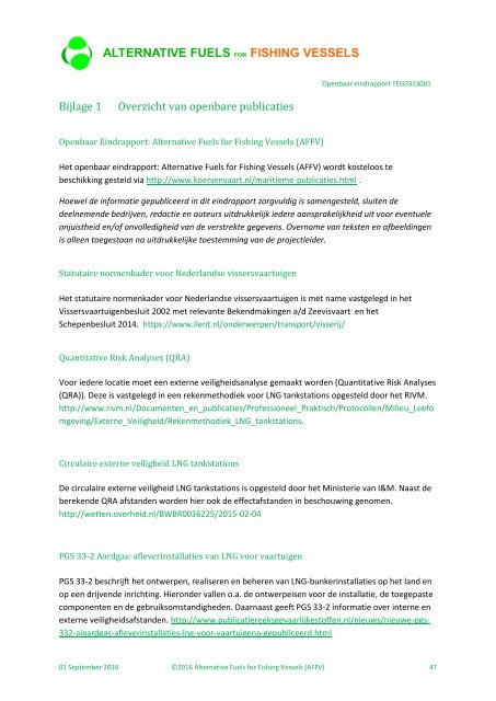 Alternative Fuels for Fishing Vessels - AFFV public report