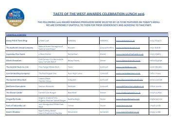 TASTE OF THE WEST AWARDS CELEBRATION LUNCH 2016