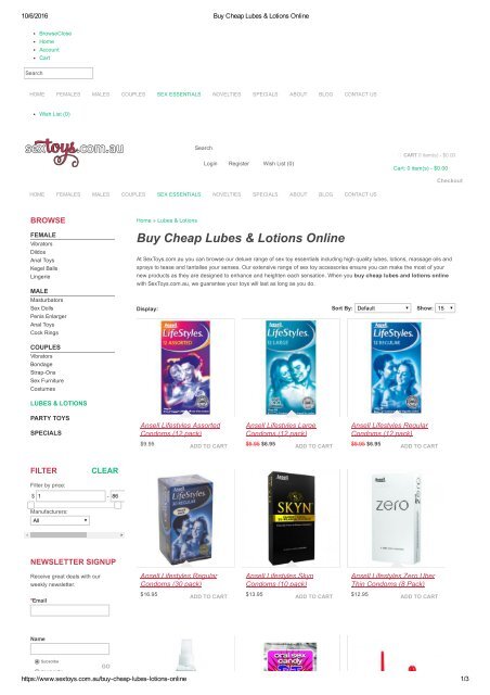 Buy Cheap Lubes & Lotions Online