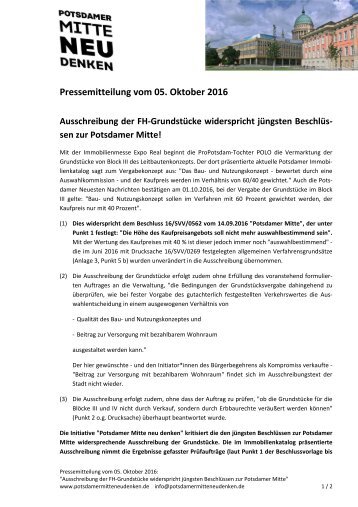 2016-10-05 PMND_PM Ausschreibung der FH-Grundstuecke widersp