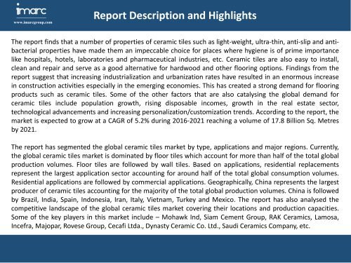 Ceramic Tiles Market |Industry Report 2016-2021
