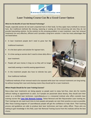 Laser Training Course Can Be a Good Career Option