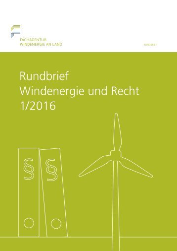 Rundbrief Windenergie und Recht 1/2016