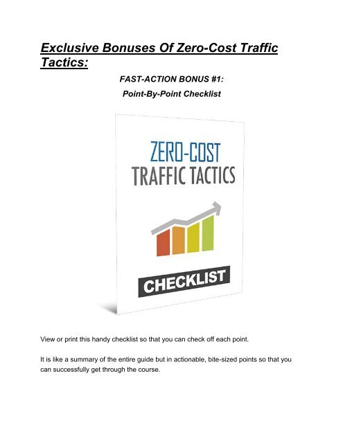 Zero-Cost Traffic Tactics review - Zero-Cost Traffic Tactics (MEGA) $23,800 bonuses