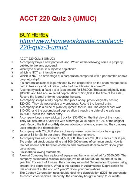 ACCT 220 Quiz 3 (UMUC)