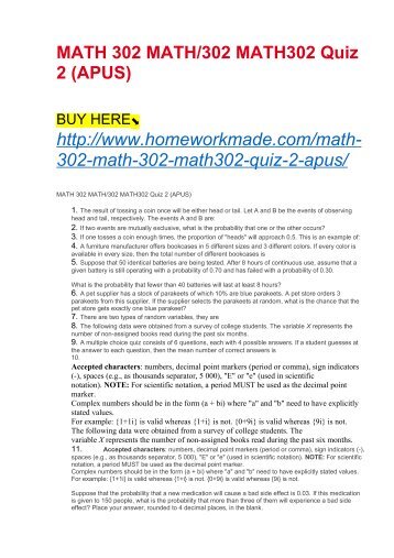 math 302 final exam MATH WITH EXAM ANSWERS STATISTICS MIDTERM 302