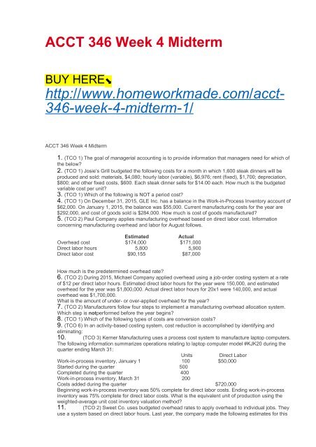 ACCT 346 Week 4 Midterm