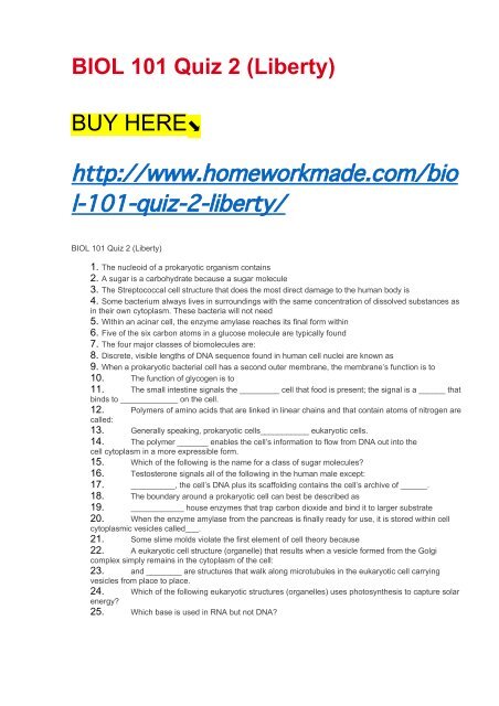 BIOL 101 Quiz 2 (Liberty)