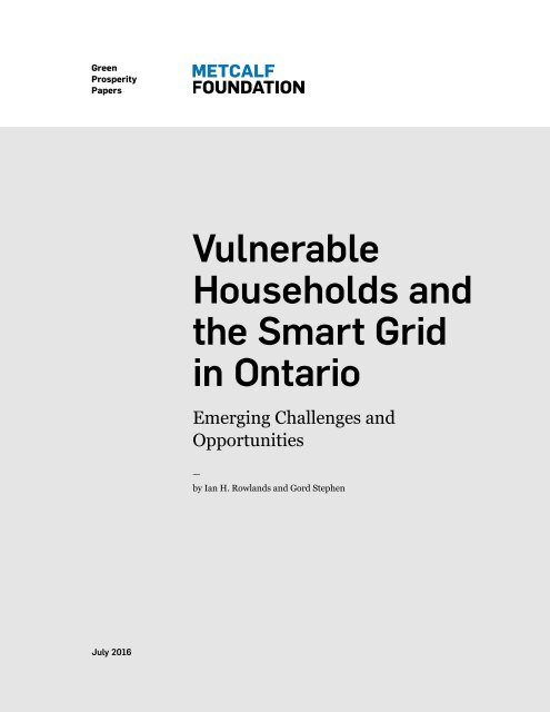 Vulnerable Households and the Smart Grid in Ontario