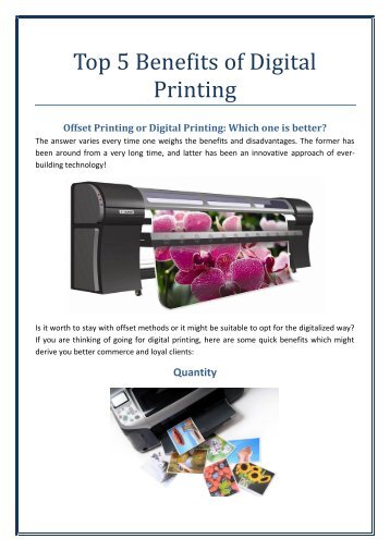 Top 5 benefits of digital printing