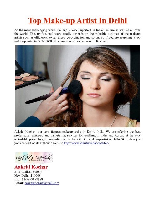 Top Make Up Artist In Delhi