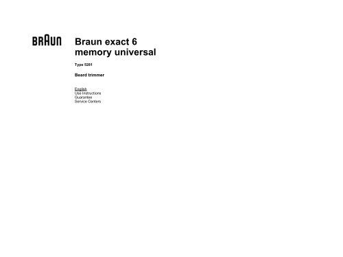 Braun EXACT6-memory uni - Braun exact 6 memory universal Manual (UK)