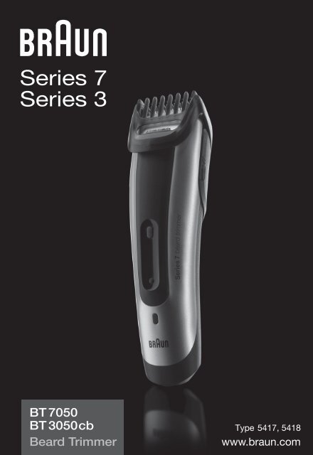 Braun BT 5070, 5090, BT 7050 - BT7050, BT3050cb, Beard trimmer, Series 7 Manual (DE,