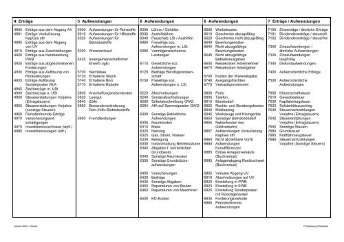 Kontenplan für Steuerfachangestellte SKR 04 (gekürzt)