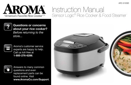 Aroma Aroma 12-Cup Sensor Logic Rice Cooker &amp;amp; Food SteamerARC-616SB  (ARC-616SB) - ARC-616SB Instruction Manual - Aroma 12-Cup Sensor Logic Rice  Cooker &amp;amp; Food Steamer